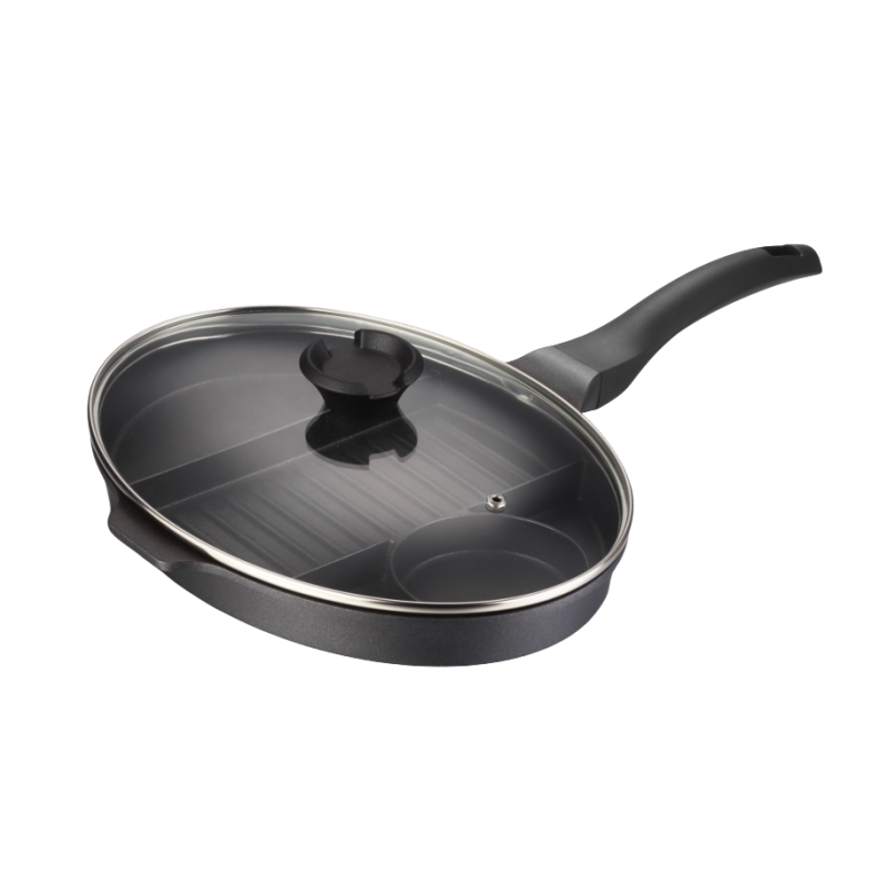 Tutup kaca oval pikeun sarapan pan (1)