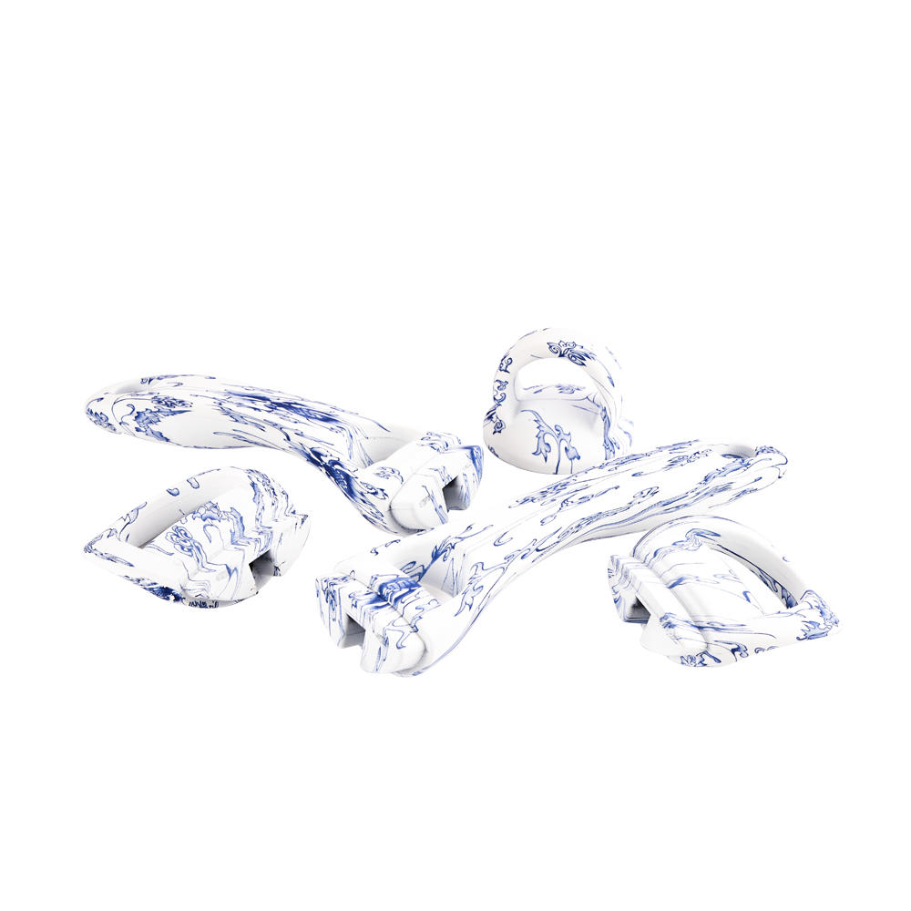 Дръжка за тиган синьо и бяло (2)