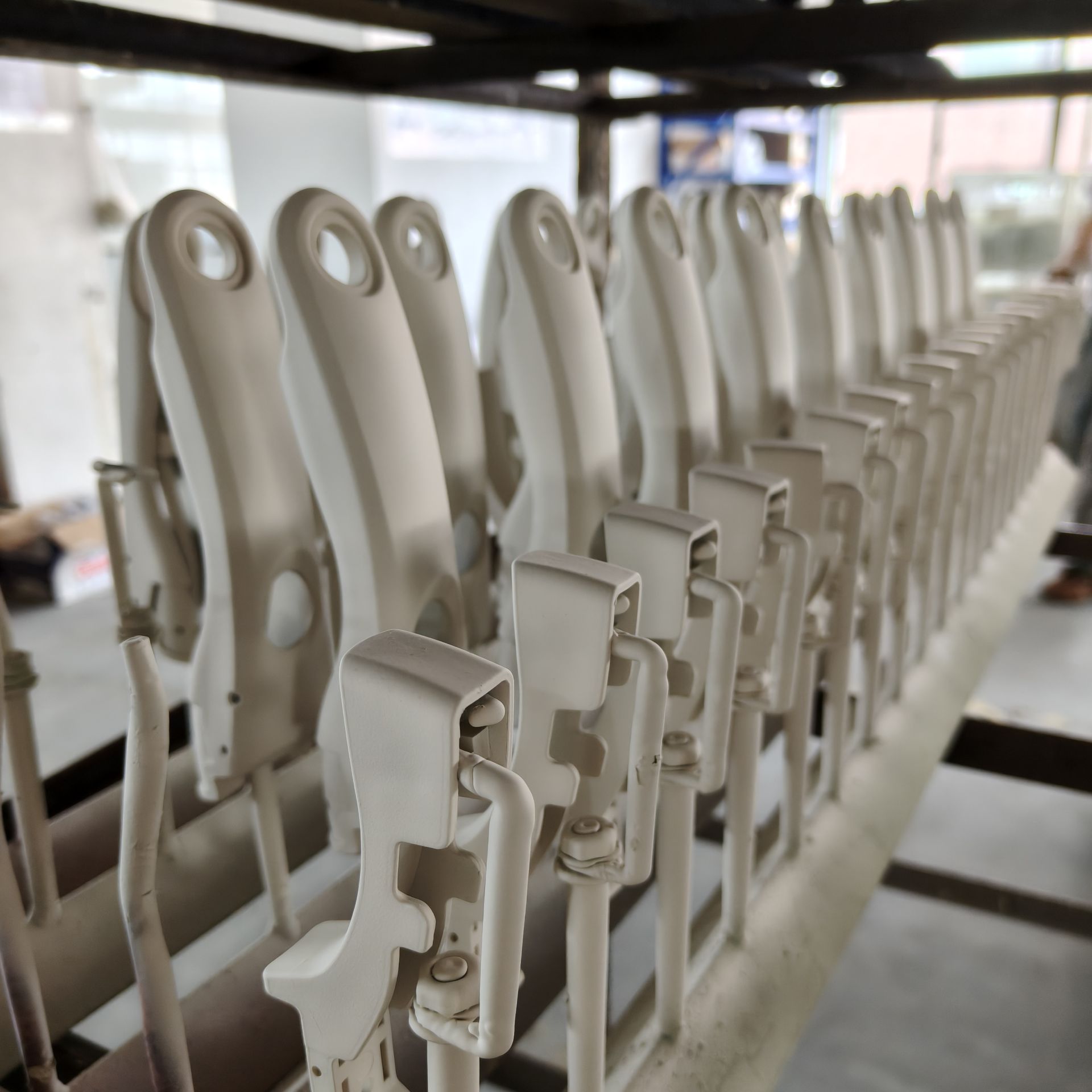 Bakelite handles with white soft touch coating